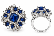 Royal Sapphire Blue Floral Statement Ring
