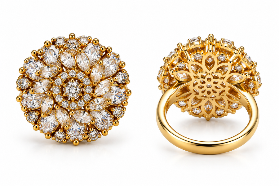 Eternal Bloom Crystal Statement Ring