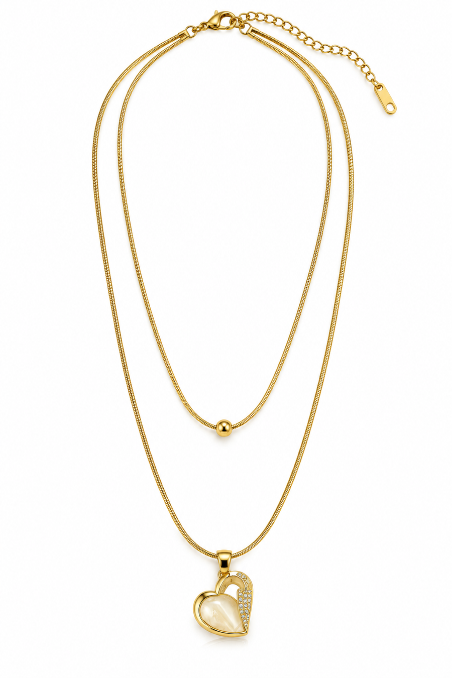 Elegant Double-Layer Heart Pendant Necklace