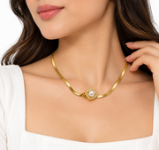 Gold Pearl Square Pendant Necklace