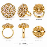 Royal Bloom Crystal Statement Ring