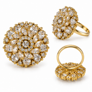 Royal Bloom Crystal Statement Ring