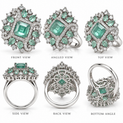 Emerald Green Royal Floral Statement Ring