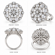 Silver Crystal Floral Statement Ring