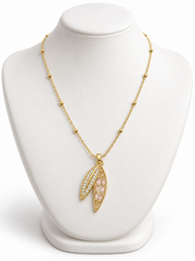 Blush Leaf Crystal Pendant Necklace