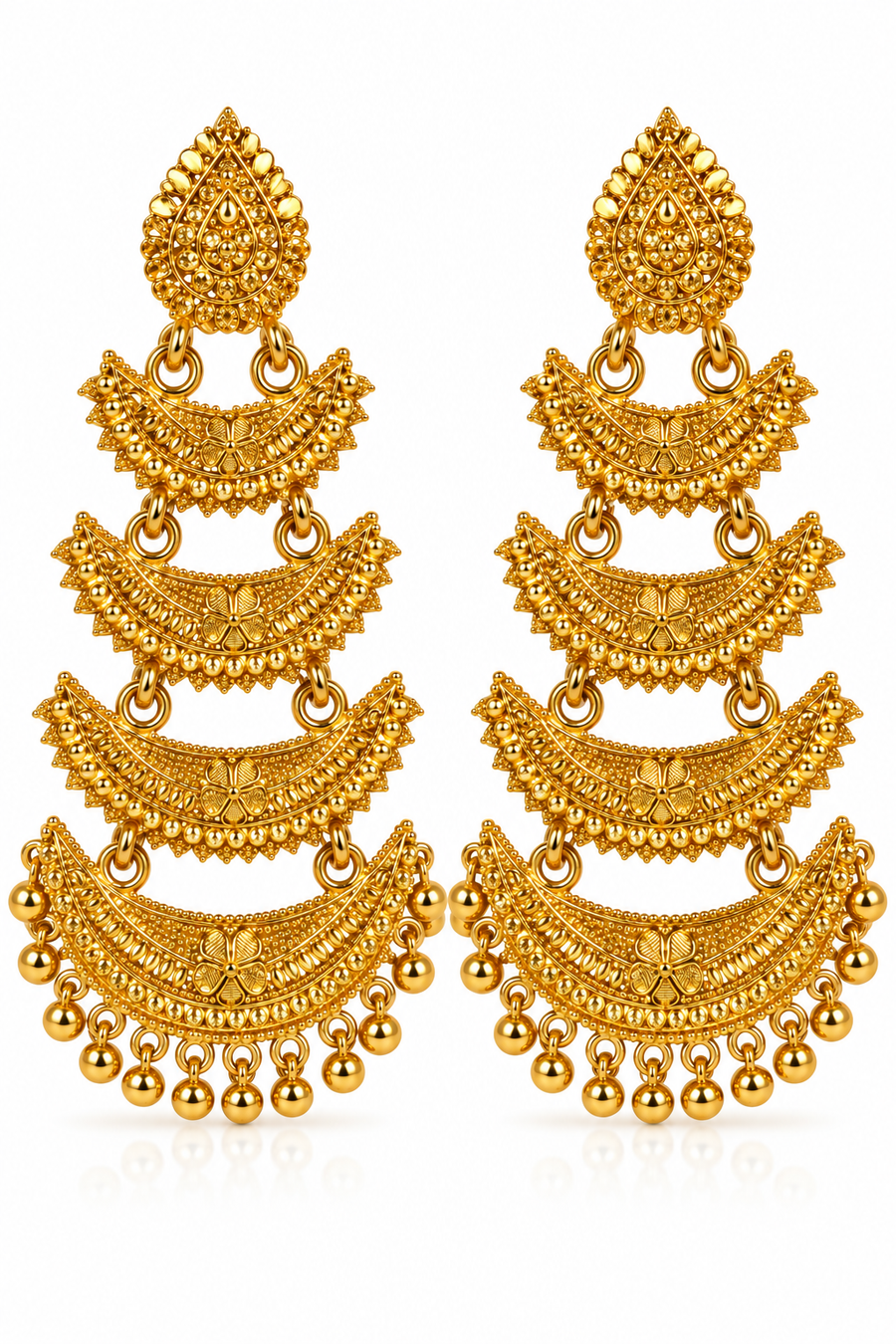 Royal Layered Gold Chandbali Earrings