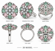 Pastel Bloom Silver Statement Ring