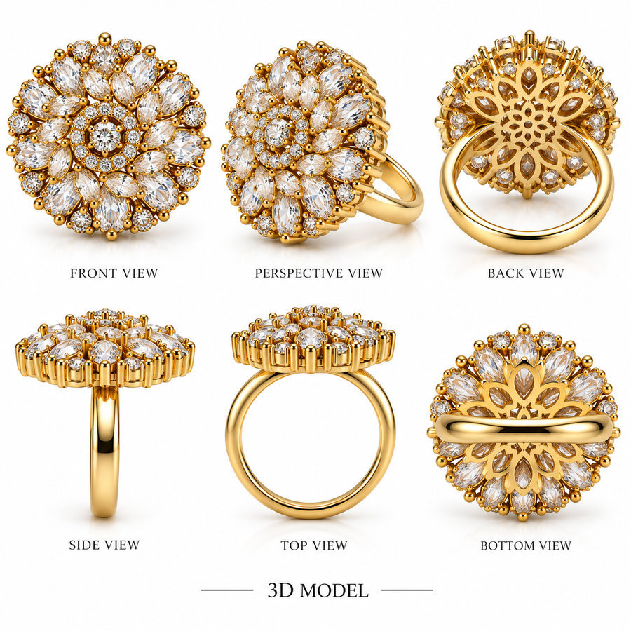 Eternal Bloom Crystal Statement Ring