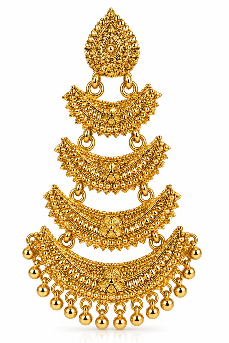 Royal Layered Gold Chandbali Earrings