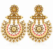 Royal Gulabi Kundan Chandbali Earrings