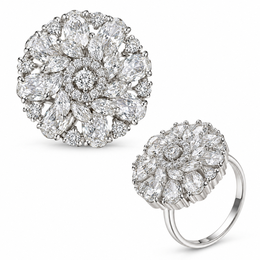 Celestial Bloom Adjustable Statement Ring